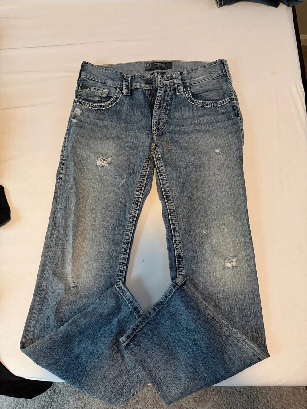 Silver Jeans faded blue straight-leg denim